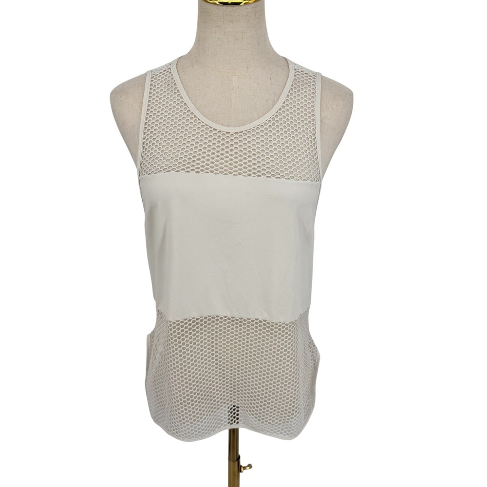 Varley Mesh Tank Top Womens S White Activewear Festival Running Yoga Casual